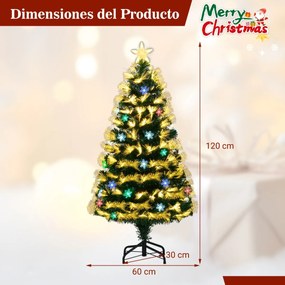 Árvore de Natal de fibra ótica de 120 cm artificial (DECORAÇÕES NÃO INCLUIDAS) pré-iluminada com 8 modos de luz 130 pontas de ramos 14 flocos de neve