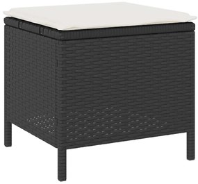 Conjunto de Jantar para Jardim de 4 Peças com Almofadas Preto Rattan d
