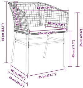 Conjunto de Jantar para Jardim de 5 Peças da com Almofadas Pretas em P
