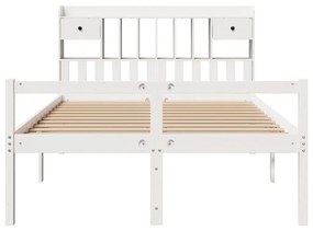 Cama com estante sem colchão 150x200 cm pinho maciço branco