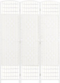 HOMCOM Biombo Separador de Ambientes de 3 Painéis 120x170 cm Divisória de Ambientes Dobrável com Corda e Estrutura de Madeira Branco | Aosom Portugal