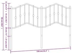 Cabeceira de cama 150 cm metal branco