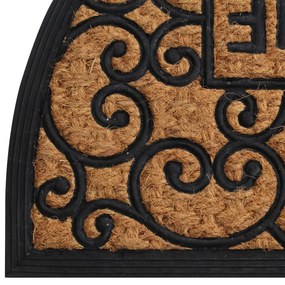 Tapete de porta semicircular 45x75 cm borracha e fibra de coco