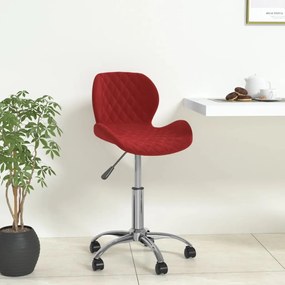 vidaXL Cadeira de jantar giratória veludo vermelho tinto