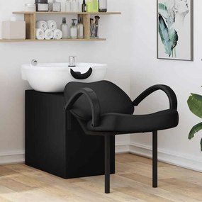 vidaXL Cadeira de Shampoo Manual Preto e Branco 63 x 141 x 92 cm PVC