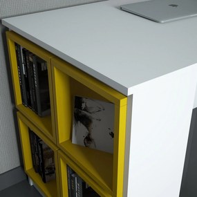 Secretária Box – Branco/Amarelo – 120x75x65 cm
