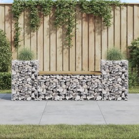 vidaXL Banco de jardim c/ design gabião 183x41x60,5cm pinho impregnado