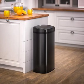 Caixote do lixo com sensor em aço inoxidável 58L preto