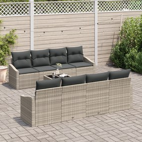 Conjunto de Sofás para Jardim de 7 peças com Almofadas Cinza Claro Rat
