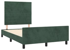 Estrutura de cama c/ cabeceira 120x200 cm veludo verde-escuro