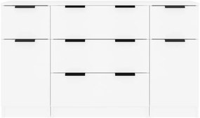 3 pcs conjunto de aparadores madeira processada branco