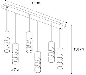 Moderne hanglamp zwart 6-lichts - Stream Moderno