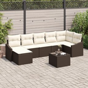 Conjunto de Jantar de Jardim de 7 Peças com Almofadas Cinzas de Rattan