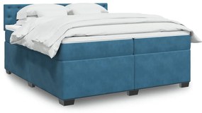 vidaXL Cama com molas/colchão 200x200 cm veludo azul