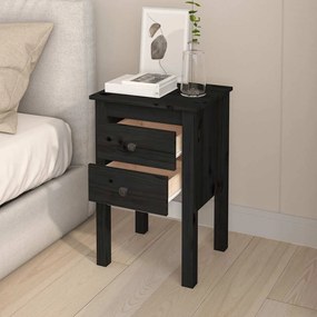 Mesas de cabeceira 2 pcs 40x35x61,5 cm pinho maciço preto