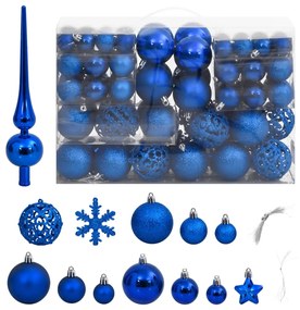 vidaXL 111 pcs conjunto de enfeites de Natal poliestireno azul