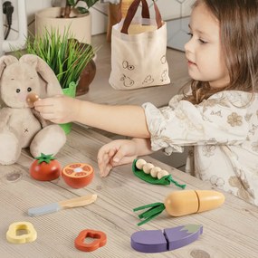 Conjunto de Comidas de Brincar Infantil de Madeira - Vegetais