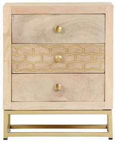 Mesa de cabeceira 40x30x50 cm madeira mangueira maciça dourado