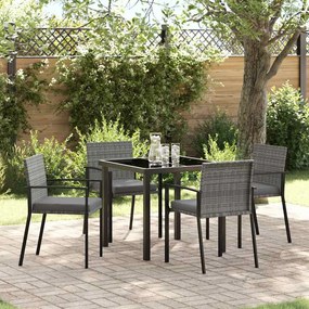 vidaXL Conjunto de Refeições de Jardim de 5 Peças Cinza Polirattan