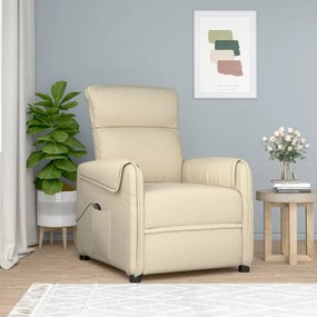 vidaXL Poltrona reclinável elétrica tecido cor creme