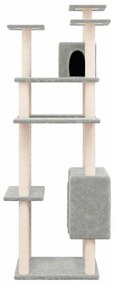 Árvore p/ gatos c/ postes arranhadores sisal 162 cm cinza-claro
