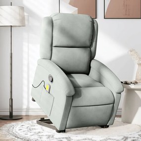 vidaXL Poltrona elevatória de massagens veludo cinza-claro