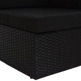 Sofá seccional de canto vime PE preto