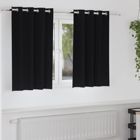 vidaXL Cortinas com cortinas 2 pcs Preto 140 x 140 cm Poliéster
