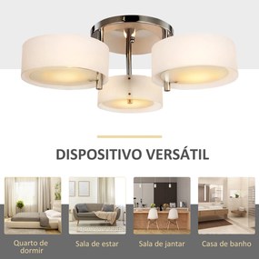Candeeiro de Teto Moderno Candeeiro Suspenso com Ecrã em Acrílico e Suporte para Lâmpada E27 Ø64x20 cm Branco