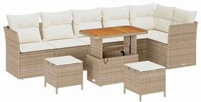 Conjunto de Sofá de Jardim com 9 Peças e Almofadas, na cor Bege, feito