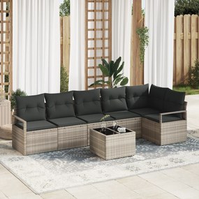 Conjunto de Sofá de Jardim vidaXL de 7 Peças com Almofadas Cinza Ratta