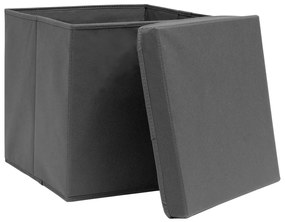 Caixas de arrumação com tampas 4 pcs 28x28x28 cm cinza