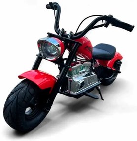Mota elétrica infantil de 24V Chopper Warrior pneus pneumáticos e assento em pele sintética Vermelha
