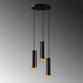 Candeeiro Chandelier Sivani – Preto e Amarelo – Diâmetro 35 cm, Altura
