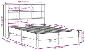 Cama com estante sem colchão 120x200 cm pinho maciço branco