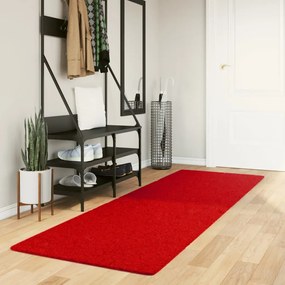 Tapete pelo curto macio e lavável HUARTE 80x250 cm vermelho