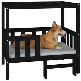 Cama para cães 95,5x73,5x90 cm madeira de pinho maciça preto