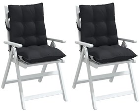 Almofadões cadeira encosto baixo 2 pcs tecido oxford preto