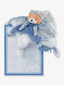 Boneco-doudou quadrado, 27 cm, urso Petit Chou - DOUDOU ET COMPAGNIE azul