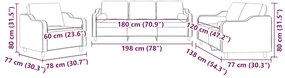 3 pcs conjunto de sofás com almofadas tecido amarelo-claro