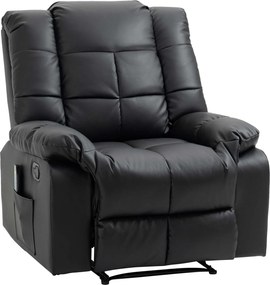 HOMCOM Poltrona de Massagem Poltrona Relax Reclinável com 8 Pontos de Massagem Controlo Remoto Estofada em PU 94x99x99 cm Preto | Aosom Portugal