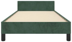 Estrutura de cama sem colchão 90x200 cm veludo verde-escuro