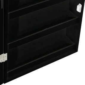 Móvel para joias de parede espelhado com luzes LED preto