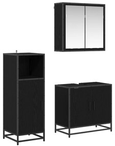 vidaXL Conjunto de Móveis para Banheiro com porta 3 pcs Carvalho Preto