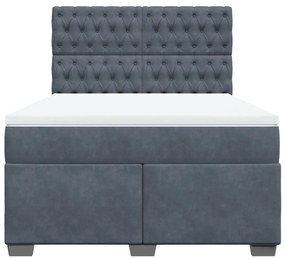 Cama com molas/colchão 140x200 cm veludo cinzento-escuro