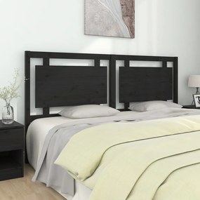 vidaXL Cabeceira de cama 185,5x4x100 cm pinho maciço preto
