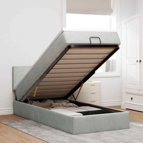 Estrutura cama otomana colchão 80x200 cm veludo cinzento claro