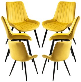 Pack 6 Cadeiras Lene Veludo - Amarelo