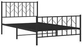 Estrutura de cama com cabeceira e pés 107x203 cm metal preto