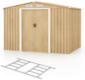 Abrigo jardim com base de fundação (SEM PISO) em metal galvanizado 259 x 196 x 184 cm Castanho